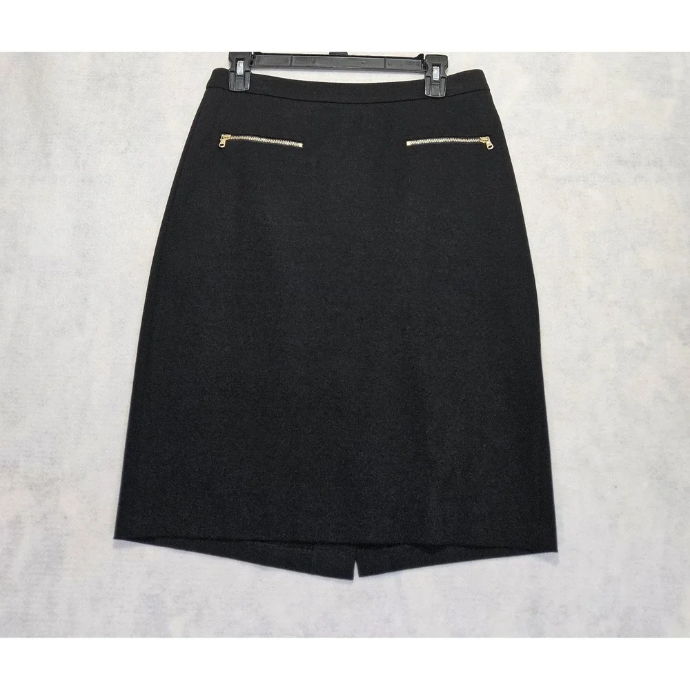Talbots Skirt Sz 4 Black Stretch Pencil Knee Length Pockets Ponte Office Career‎